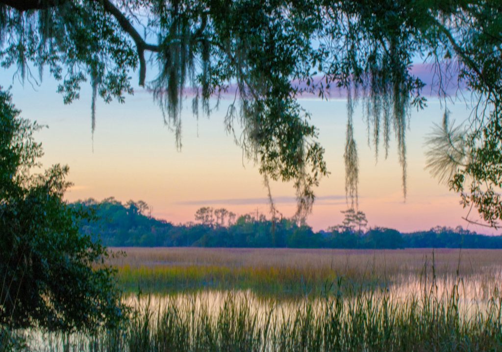 Beautiful sunset over the South Edisto River in the famous "Ace Basin" of South Carolina. Buying or Selling Land, South Edisto River area is a great place to consider.
